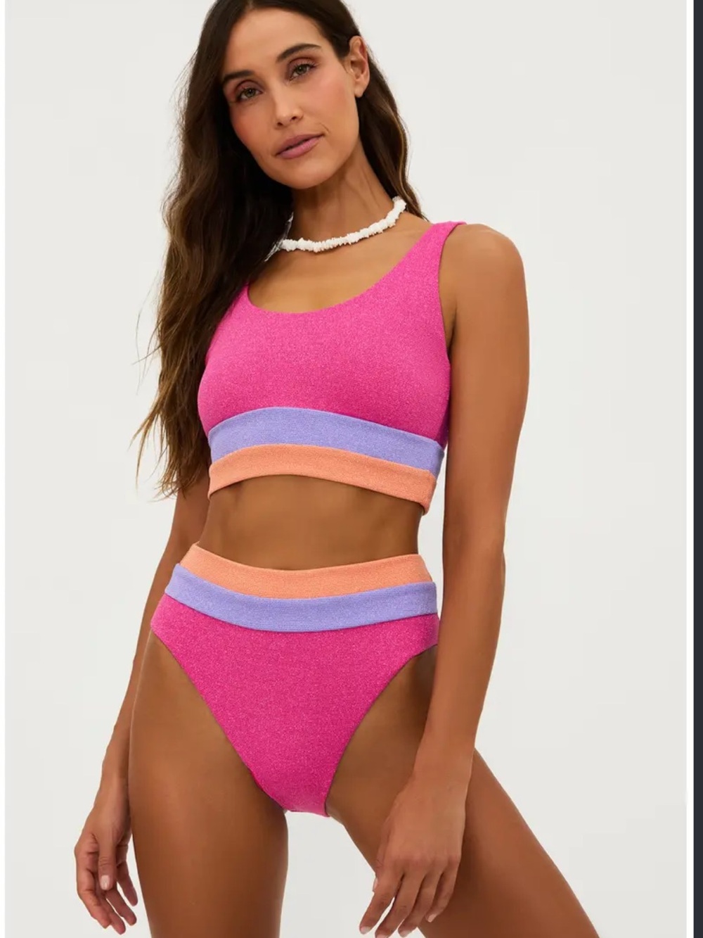 Beach Riot Mackenzie Top & Heidi Bottom in Coral Bay Colorblock NWT